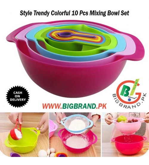 Style Trendy Colorful 10 Pcs Mixing Bowl Set